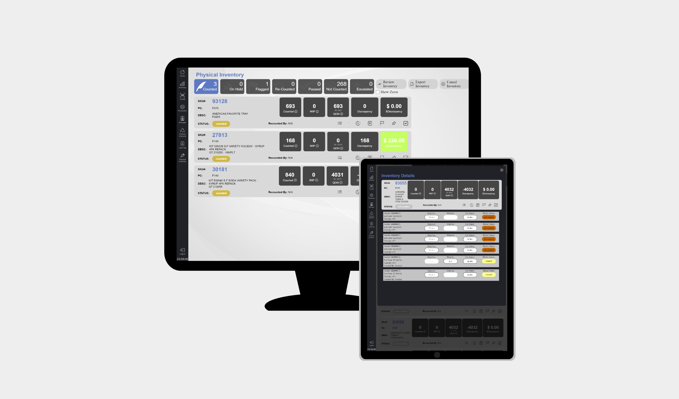 Cycle count module, inventory software